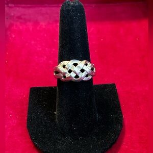 Vintage Monet 925 Sterling Silver Wide Woven Knot Ring Size 7.5